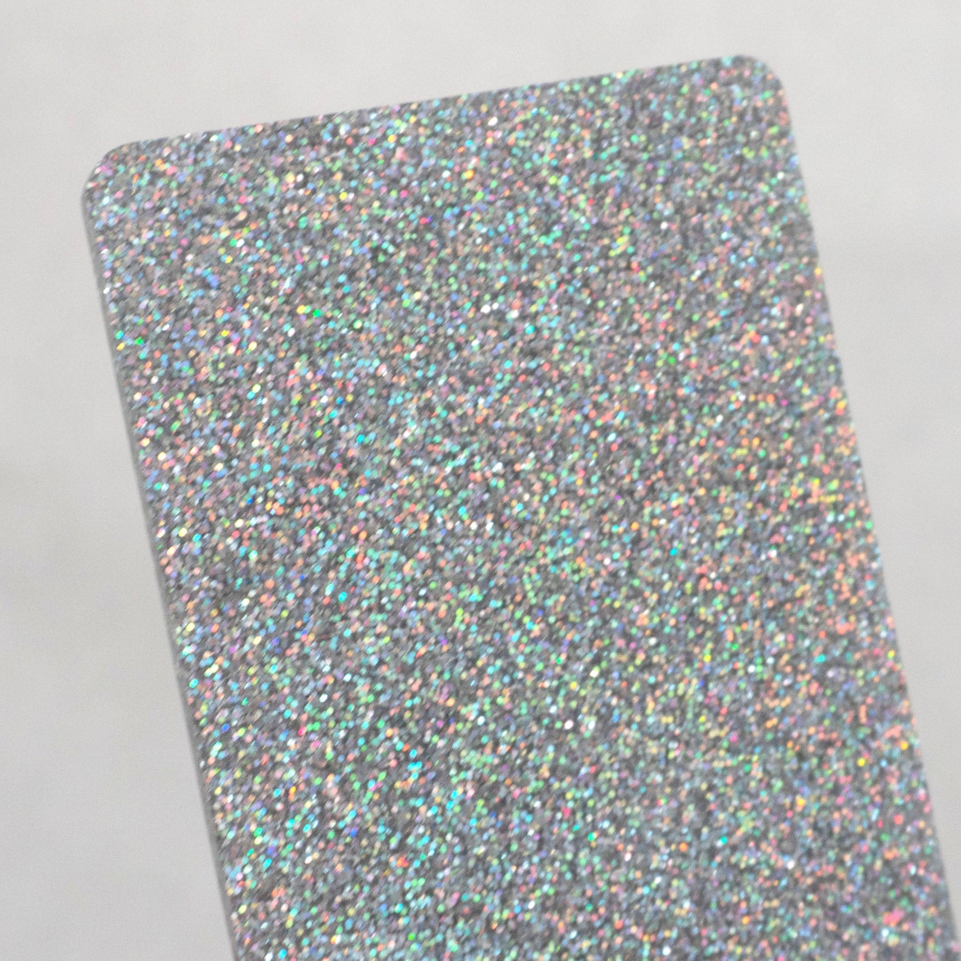 iridescent silver glitter cast acrylic